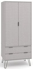 Augusta Grey 2 Door 2 Drawer Wardrobe with Hairpin Legs