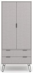Augusta Grey 2 Door 2 Drawer Wardrobe with Hairpin Legs