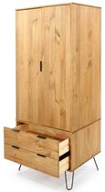 Augusta Pine 2 Door 2 Drawer Wardrobe with Hairpin Legs