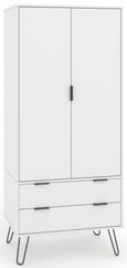 Augusta Wardrobe - 2 Door - 2 Drawer - White - Hairpin Legs