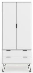 Augusta Wardrobe - 2 Door - 2 Drawer - White - Hairpin Legs