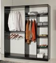 Ambra Black Italian 4 Door Wardrobe with Mirrors