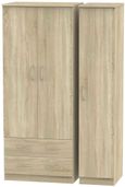 Avon Oak Effect 3 Door Triple Wardrobe - LHF 2 Drawers