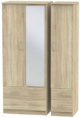 Avon Oak Effect 3 Door Wardrobe - 1 Mirrors