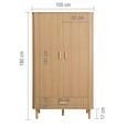 Axel Wardrobe - 2 Door - 1 Drawer - Oak Fluted