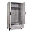 Bali Grey Oak Double Wardrobe - 2 Door - 1 Drawer