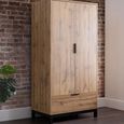 Bali Oak Double Wardrobe - 2 Door - 1 Drawer