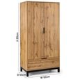 Bali Oak Double Wardrobe - 2 Door - 1 Drawer
