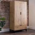 Bali Oak Double Wardrobe - 2 Door - 1 Drawer