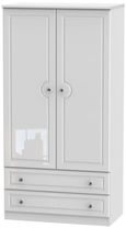 Balmoral White Gloss 2 Door 2 Drawer Double Wardrobe - 182.4cm