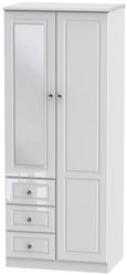 Balmoral White Gloss 2 Door Combi Wardrobe - 1 Mirror and RHF 3 Drawers