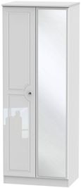 Balmoral White Gloss 2 Door Tall Wardrobe - 1 Mirror