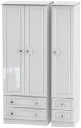Balmoral Wardrobe - 3 Door - Tall Triple - 4 Drawers - White Gloss