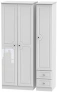 Balmoral White Gloss 3 Door Tall Triple Wardrobe - RHF 2 Drawers