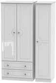Balmoral White Gloss 3 Door Triple Wardrobe - LHF 2 Drawers