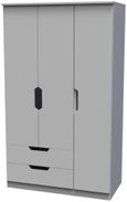 Bella Grey 3 Door Triple Wardrobe - LHF 2 Drawers