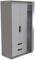 Bella Grey Ash 3 Door Triple Wardrobe - LHF 2 Drawers