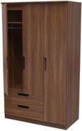 Bella Walnut Effect 3 Door Triple Wardrobe - LHF 2 Drawers