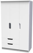 Bella White 3 Door Triple Wardrobe - LHF 2 Drawers