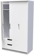 Bella White 3 Door Triple Wardrobe - LHF 2 Drawers
