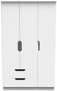 Bella White 3 Door Triple Wardrobe - LHF 2 Drawers