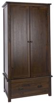 Boston Dark Wood 2 Door 1 Drawer Wardrobe