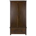 Boston Dark Wood 2 Door 1 Drawer Wardrobe