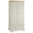 Hampstead Soft Grey & Pale Oak Wardrobe - 2 Door Combi