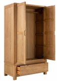 Bergen Double Wardrobe - 2 Door - 1 Drawer - Oak