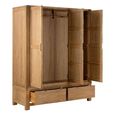Bergen Wardrobe - 3 Door - 2 Drawer - Oak