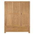 Bergen Wardrobe - 3 Door - 2 Drawer - Oak