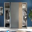 Berno Fluted Oak and Dark Grey Sliding Mirror Wardrobe - 2 Door