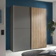 Berno Fluted Oak and Dark Grey Sliding Wardrobe - 2 Door