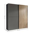 Berno Fluted Oak and Dark Grey Sliding Wardrobe - 2 Door