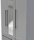 Beverley Grey 3 Door Tall Combi Wardrobe - 1 Mirror