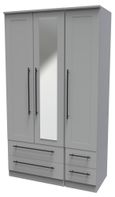 Beverley Grey 3 Door Tall Combi Wardrobe - 1 Mirror