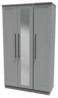 Beverley Grey 3 Door Tall Triple Wardrobe - 1 Mirror