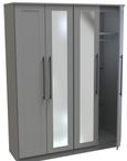 Beverley Grey 4 Door Tall Mirror Wardrobe