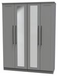 Beverley Grey 4 Door Tall Mirror Wardrobe