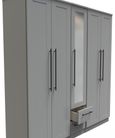 Beverley Grey 5 Door Tall Mirror Wardrobe