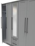 Beverley Grey 5 Door Tall Mirror Wardrobe