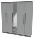 Beverley Grey 5 Door Tall Mirror Wardrobe