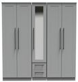 Beverley Grey 5 Door Tall Mirror Wardrobe