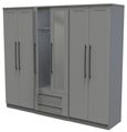 Beverley Grey 6 Door Tall Mirror Combi Wardrobe