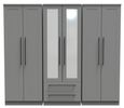 Beverley Grey 6 Door Tall Mirror Combi Wardrobe