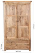 Bombay Solid Mango Wood 2 Door 1 Drawer Double Wardrobe