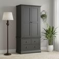 Bordeaux Wardrobe - 2 Door - 3 Drawer - Charcoal