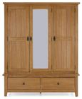 Burford Combi Wardrobe - 3 Door - with Mirror - Oak