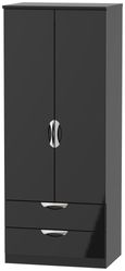 Camden Black Gloss 2 Door 2 Drawer Double Wardrobe
