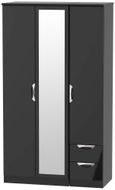 Camden Black Gloss 3 Door Tall Combi Wardrobe - 1 Mirror and RHF 2 Drawers
